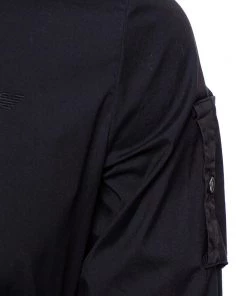 Emporio Armani Black Cotton Knit Trim Detail Button Front Shirt S For Men 15 Emporio Armani Black Cotton Knit Trim Detail Button Front Shirt S For Men -Emporio Armani sale luxury men emporio armani used clothes p421284 003