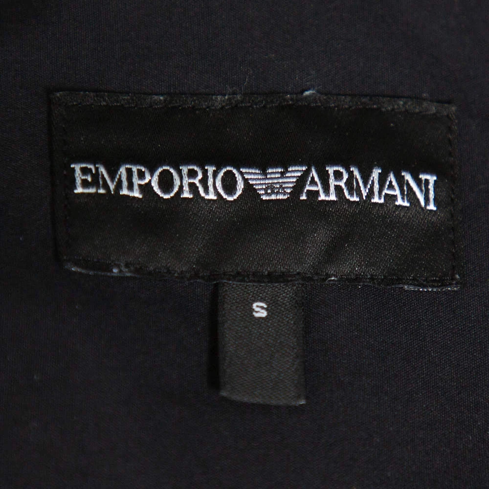 Emporio Armani Black Cotton Knit Trim Detail Button Front Shirt S For Men 9 Emporio Armani Black Cotton Knit Trim Detail Button Front Shirt S For Men - Image 7