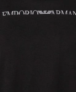 Emporio Armani Black Logo Embroidered Cotton Crewneck T-Shirt XXL For Men -Emporio Armani sale luxury men emporio armani used clothes p453463 007