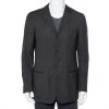 Emporio Armani Charcoal Grey Wool Button Front Blazer M For Men