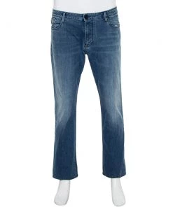 Emporio Armani Blue Denim Straight Leg Jeans XXL For Men