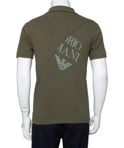 Emporio Armani Khaki Green Cotton Polo T-Shirt L For Men -Emporio Armani sale luxury men emporio armani used clothes p464540 002