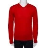 Emporio Armani Red Wool V-Neck Sweater XL For Men 1 Emporio Armani Red Wool V-Neck Sweater XL For Men -Emporio Armani sale luxury men emporio armani used clothes p466354 003