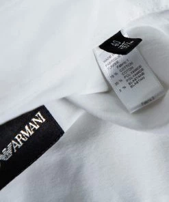 Emporio Armani White Stretch Cotton & Contrast Wool Paneled Button Front Shirt M For Men -Emporio Armani sale luxury men emporio armani used clothes p476344 001