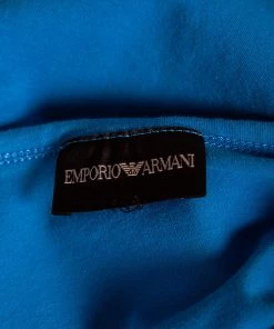Emporio Armani Blue Logo Printed Stretch Cotton Crewneck T-Shirt S For Men -Emporio Armani sale luxury men emporio armani used clothes p476359 001