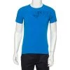 Emporio Armani Blue Logo Printed Stretch Cotton Crewneck T-Shirt S For Men -Emporio Armani sale luxury men emporio armani used clothes p476359 006