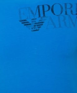 Emporio Armani Blue Logo Printed Stretch Cotton Crewneck T-Shirt S For Men -Emporio Armani sale luxury men emporio armani used clothes p476359 007