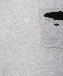 Emporio Armani Grey & Black Knit Pocket Detail Crewneck T-Shirt M For Men -Emporio Armani sale luxury men emporio armani used clothes p476368 006