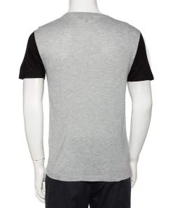 Emporio Armani Grey & Black Knit Pocket Detail Crewneck T-Shirt M For Men -Emporio Armani sale luxury men emporio armani used clothes p476368 008