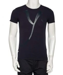 Emporio Armani Navy Blue Printed Cotton & Modal Jude Fitted T-Shirt M For Men