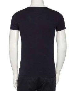 Emporio Armani Navy Blue Printed Cotton & Modal Jude Fitted T-Shirt M For Men -Emporio Armani sale luxury men emporio armani used clothes p476378 1628140816 009