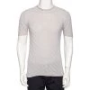 Emporio Armani Grey Patterned Cotton & Silk Knit Fitted T-Shirt M For Men -Emporio Armani sale luxury men emporio armani used clothes p476383 003