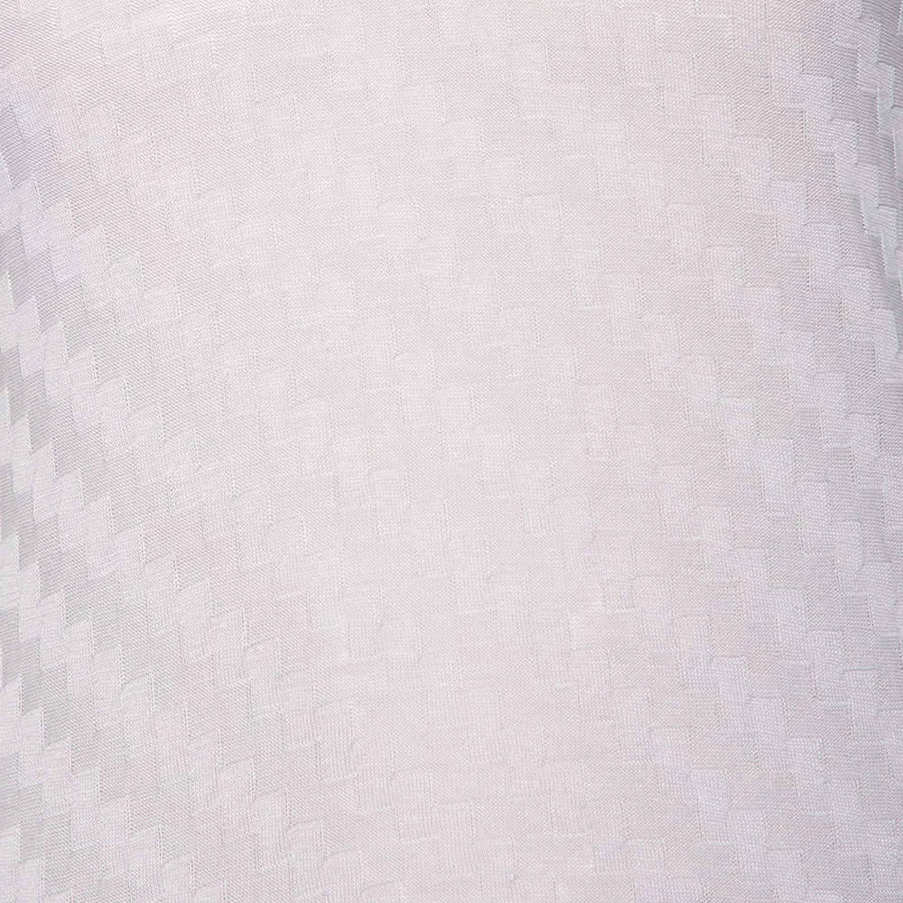 Emporio Armani Grey Patterned Cotton & Silk Knit Fitted T-Shirt M For Men 6 Emporio Armani Grey Patterned Cotton & Silk Knit Fitted T-Shirt M For Men - Image 4