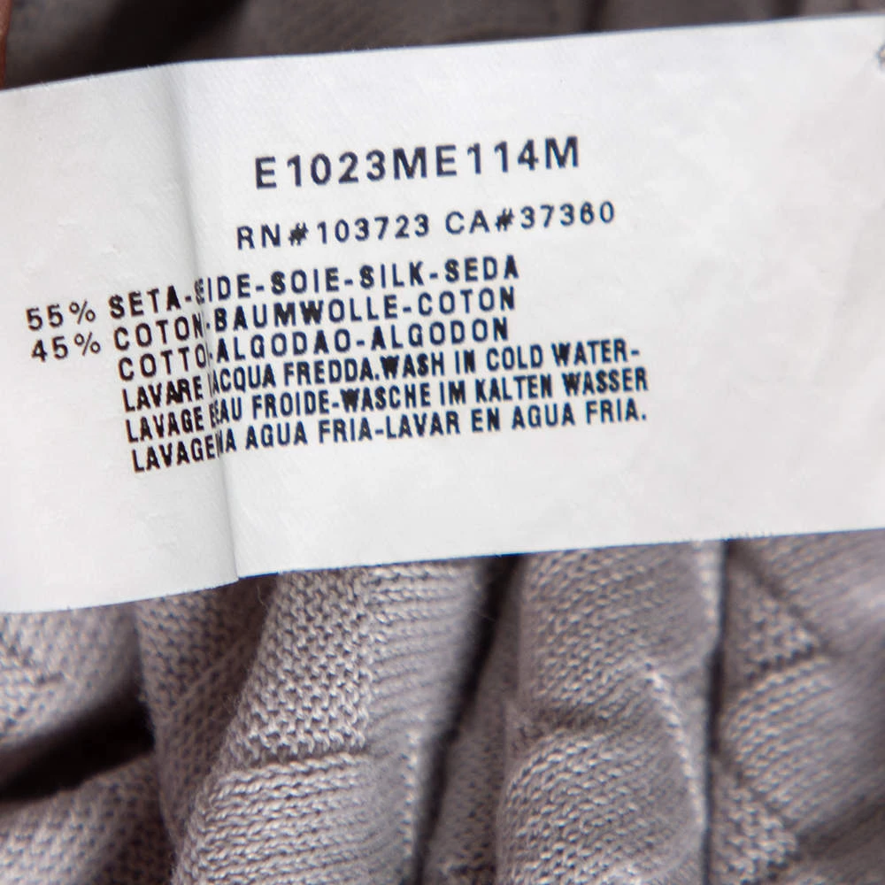 Emporio Armani Grey Patterned Cotton & Silk Knit Fitted T-Shirt M For Men 8 Emporio Armani Grey Patterned Cotton & Silk Knit Fitted T-Shirt M For Men - Image 6