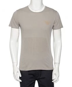 Emporio Armani Grey Logo Generationy Printed Cotton Crewneck T-Shirt M For Men