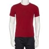Emporio Armani Burgundy Logo Printed Cotton Crewneck T-Shirt M For Men -Emporio Armani sale luxury men emporio armani used clothes p476401 004