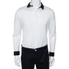 Emporio Armani White Cotton Contrast Wool Trim Button Front Shirt XL For Men -Emporio Armani sale luxury men emporio armani used clothes p476413 001