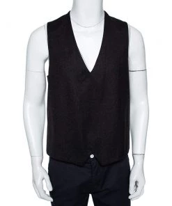 Emporio Armani Charcoal Grey Wool Matt Line Tuxedo Vest L For Men