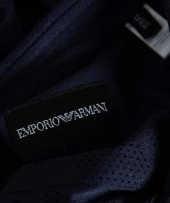 Emporio Armani Navy Blue Perforated Jersey Button Front Shirt XL For Men -Emporio Armani sale luxury men emporio armani used clothes p476470 001