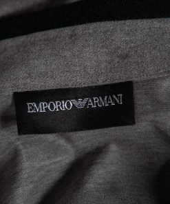 Emporio Armani Grey Wool Contrast Trim Button Front Shirt M For Men -Emporio Armani sale luxury men emporio armani used clothes p476474 003