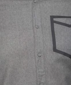 Emporio Armani Grey Wool Contrast Trim Button Front Shirt M For Men -Emporio Armani sale luxury men emporio armani used clothes p476474 008