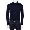 Emporio Armani Navy Blue Knit Button Front Shirt L For Men -Emporio Armani sale luxury men emporio armani used clothes p476512 003
