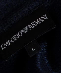 Emporio Armani Navy Blue Knit Button Front Shirt L For Men -Emporio Armani sale luxury men emporio armani used clothes p476512 004
