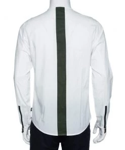 Emporio Armani White Cotton Contrast Trim Zip Front Slim Fit Shirt M For Men -Emporio Armani sale luxury men emporio armani used clothes p476527 007