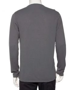 Emporio Armani Grey Embossed Knit Round Neck Sweater L For Men -Emporio Armani sale luxury men emporio armani used clothes p476529 004
