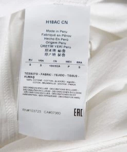 Emporio Armani White Logo Embroidered Cotton V-Neck T-Shirt S For Men -Emporio Armani sale luxury men emporio armani used clothes p476595 003