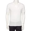 Emporio Armani White Logo Embroidered Cotton V-Neck T-Shirt S For Men -Emporio Armani sale luxury men emporio armani used clothes p476595 007
