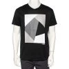 Emporio Armani Black Abstract Printed Cotton Crewneck T-Shirt M For Men -Emporio Armani sale luxury men emporio armani used clothes p476597 008