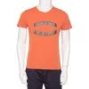 Emporio Armani Orange Logo Embroidered Cotton Crewneck T-Shirt M For Men -Emporio Armani sale luxury men emporio armani used clothes p476617 007