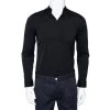 Emporio Armani Black Stretch Cotton Stand Collar Button Front Shirt M For Men -Emporio Armani sale luxury men emporio armani used clothes p476650 001