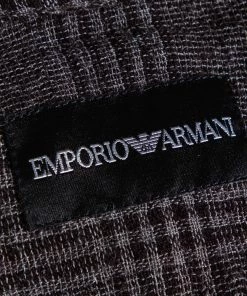 Emporio Armani Brown Checkered Knit Overlay Detail Button Front Shirt L For Men -Emporio Armani sale luxury men emporio armani used clothes p476655 005