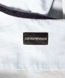 Emporio Armani Blue Checkered Cotton Contrast Sleeve Button Front Shirt L For Men -Emporio Armani sale luxury men emporio armani used clothes p476665 003
