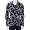Emporio Armani Monochrome Geometric Patterned Knit Button Front Cardigan M For Men