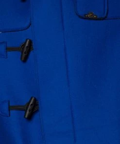 Emporio Armani Blue Wool & Mesh Layered Toggle Button Hooded Duffle Coat XL For Men -Emporio Armani sale luxury men emporio armani used clothes p479654 008