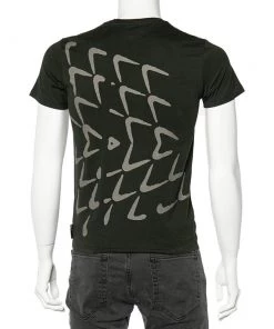 Emporio Armani Olive Green Printed Cotton Crewneck T-Shirt S For Men -Emporio Armani sale luxury men emporio armani used clothes p487794 005