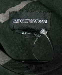 Emporio Armani Olive Green Printed Cotton Crewneck T-Shirt S For Men -Emporio Armani sale luxury men emporio armani used clothes p487794 006