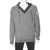 Emporio Armani Grey Cotton Knit Contrast Trim Hooded Sweatshirt 3XL For Men