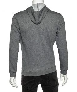 Emporio Armani Grey Cotton Knit Hooded Sweatshirt L For Men -Emporio Armani sale luxury men emporio armani used clothes p502808 001