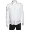 Emporio Armani White Cotton & Linen Button Front Shirt XL For Men