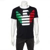 Emporio Armani Navy Blue Cotton Knit Logo Printed T-Shirt XS For Men