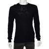 Emporio Armani Navy Blue Logo Intarsia Cotton Knit Crewneck Sweater M For Men -Emporio Armani sale luxury men emporio armani used clothes p534250 001