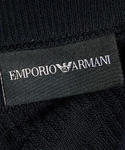 Emporio Armani Navy Blue Logo Intarsia Cotton Knit Crewneck Sweater M For Men -Emporio Armani sale luxury men emporio armani used clothes p534250 005