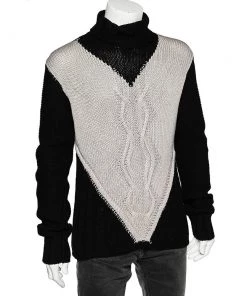 Emporio Armani Monochrome Cable Knit Turtleneck Sweater XXXL For Men -Emporio Armani sale luxury men emporio armani used clothes p541448 003