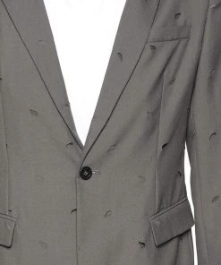 Emporio Armani Grey Wool Cut-Out Patterned Single Breasted Blazer M For Men -Emporio Armani sale luxury men emporio armani used clothes p549988 001