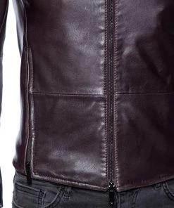Emporio Armani Brown Leather Zip Front Jacket XS For Men -Emporio Armani sale luxury men emporio armani used clothes p557881 003