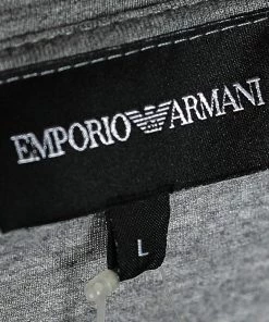 Emporio Armani Grey Printed Cotton Long Sleeve T-Shirt L For Men -Emporio Armani sale luxury men emporio armani used clothes p564062 001